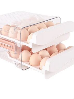 32-Capacity Refrigerator Egg Holder - 2-Drawer Organizer